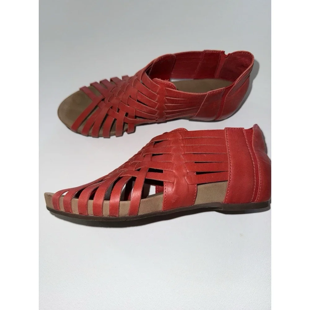 Chocolat Blu Viva G Women Red‎ Leather Weave Huarache Sandals Comfort Italy Sz 6